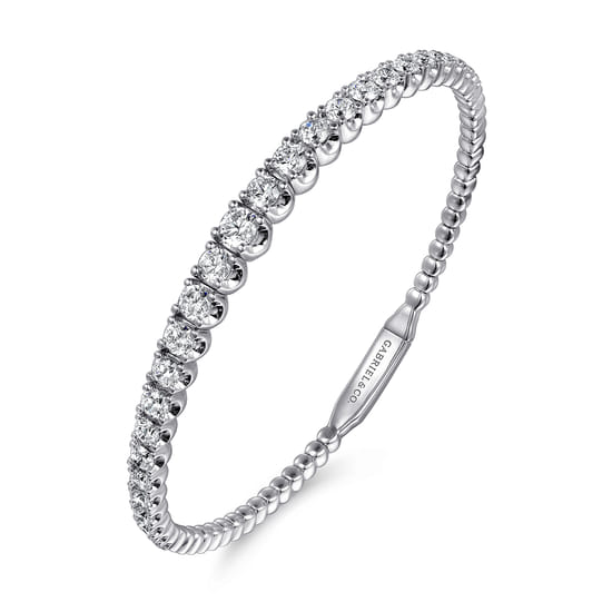 14K White Gold Graduating Diamond Bangle angle 2