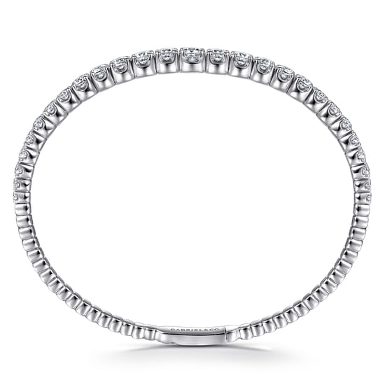 14K White Gold Graduating Diamond Bangle angle 3