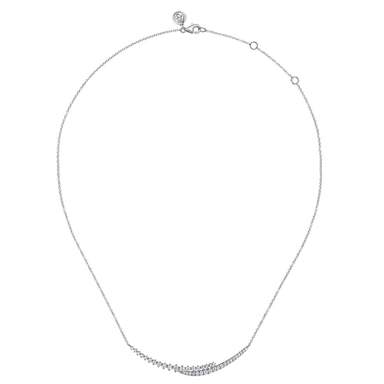 14K White Gold Graduating Diamond Bar Necklace angle 2