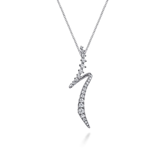 Gabriel - 14K White Gold Graduating Diamond Bypass Pendant Necklace