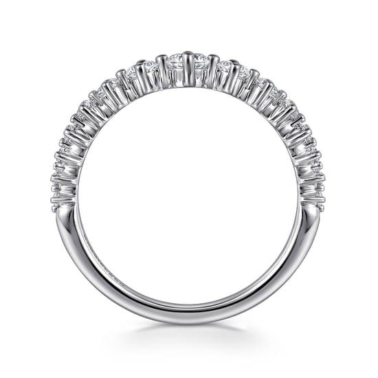 14K White Gold Graduating Diamond Classic Ladies Ring angle 2