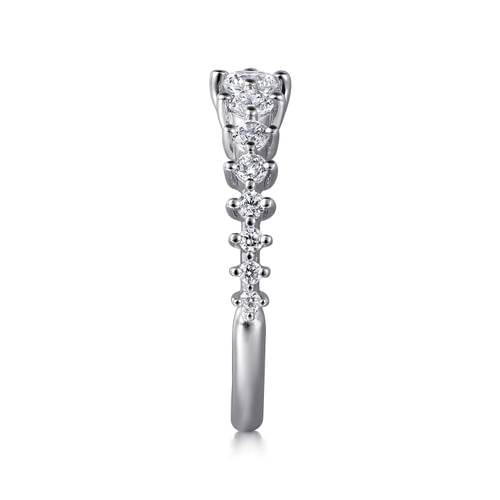 14K White Gold Graduating Diamond Classic Ladies Ring