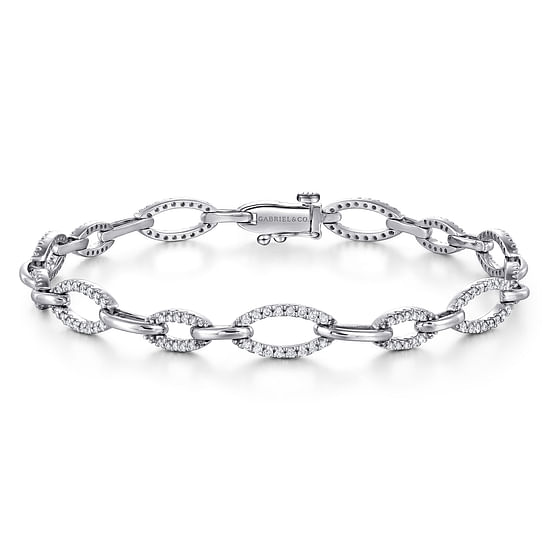 Gabriel - 14K White Gold Graduating Diamond Link Tennis Bracelet