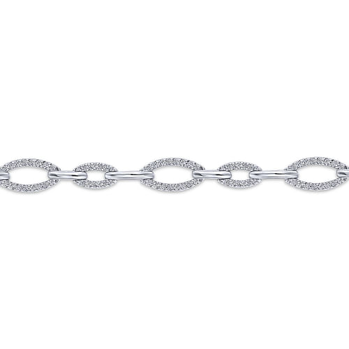 14K White Gold Graduating Diamond Link Tennis Bracelet