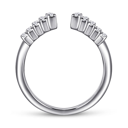 14K White Gold Graduating Diamond Rows Open Ring