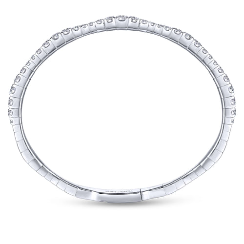 14K White Gold Graduating Diamond Station Bangle