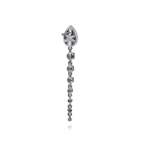 14K White Gold Graduating Diamond Stud Drop Earrings