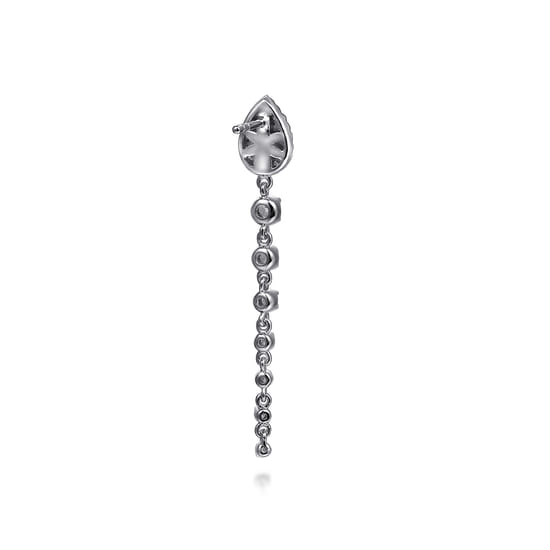 14K White Gold Graduating Diamond Stud Drop Earrings angle 3