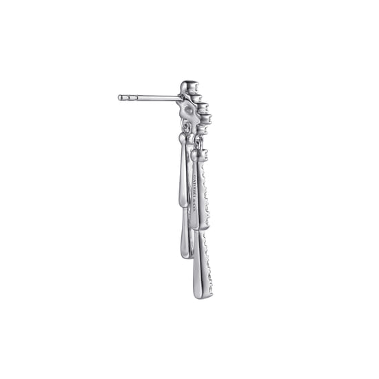 14K White Gold Graduating Diamond and Diamond Clover Stud Drop Earrings angle 2