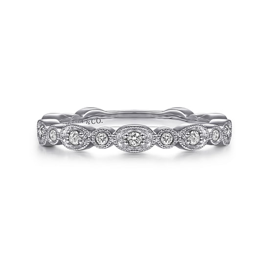 Gabriel - 14K White Gold Graduating Station Diamond Stackable Ring