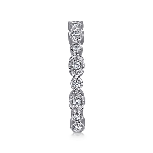 14K White Gold Graduating Station Diamond Stackable Ring