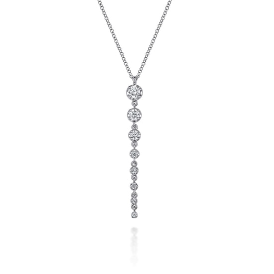 Gabriel - 14K White Gold Graduating Vertical Diamond Bar Necklace