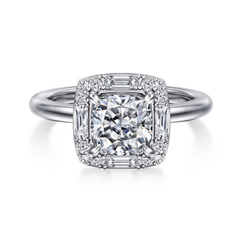 14K White Gold Halo Cushion Diamond Engagement Ring