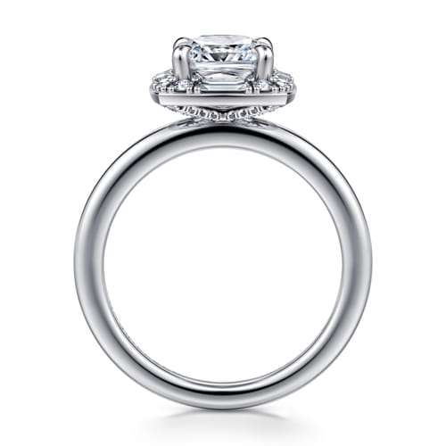 14K White Gold Halo Cushion Diamond Engagement Ring