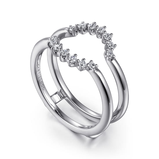 14K White Gold Halo Diamond Ring Enhancer angle 3