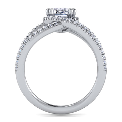 14K White Gold Halo Emerald Cut Diamond Engagement Ring 14K White Gold Halo Emerald Cut Diamond Engagement Ring