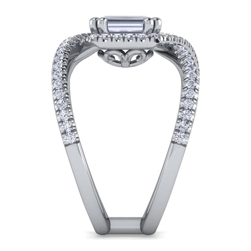14K White Gold Halo Emerald Cut Diamond Engagement Ring 14K White Gold Halo Emerald Cut Diamond Engagement Ring