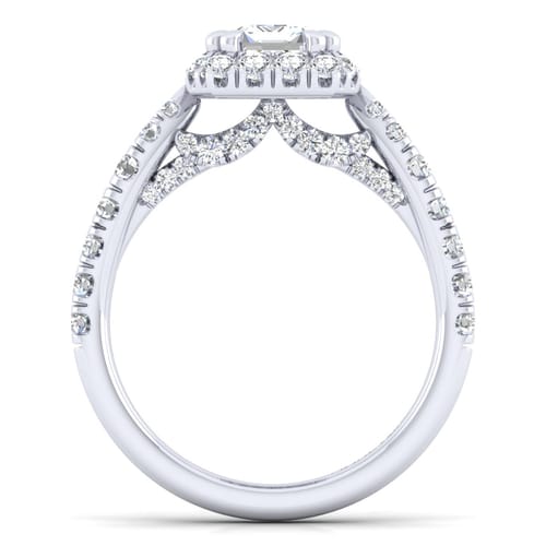 14K White Gold Halo Emerald Cut Diamond Engagement Ring 14K White Gold Halo Emerald Cut Diamond Engagement Ring