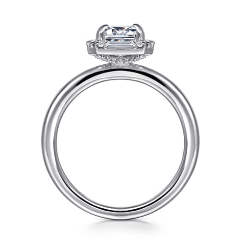 14K White Gold Halo Emerald Cut Diamond Engagement Ring 14K White Gold Halo Emerald Cut Diamond Engagement Ring