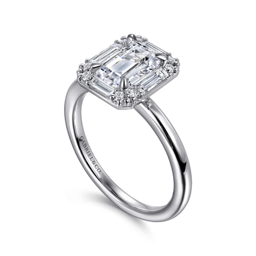 14K White Gold Halo Emerald Cut Diamond Engagement Ring 14K White Gold Halo Emerald Cut Diamond Engagement Ring