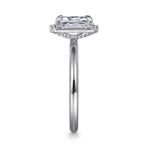 14K White Gold Halo Emerald Cut Diamond Engagement Ring 14K White Gold Halo Emerald Cut Diamond Engagement Ring