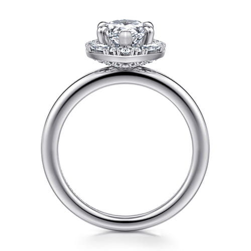 14K White Gold Halo Marquise Shape Diamond Engagement Ring