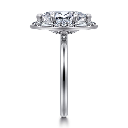 14K White Gold Halo Marquise Shape Diamond Engagement Ring