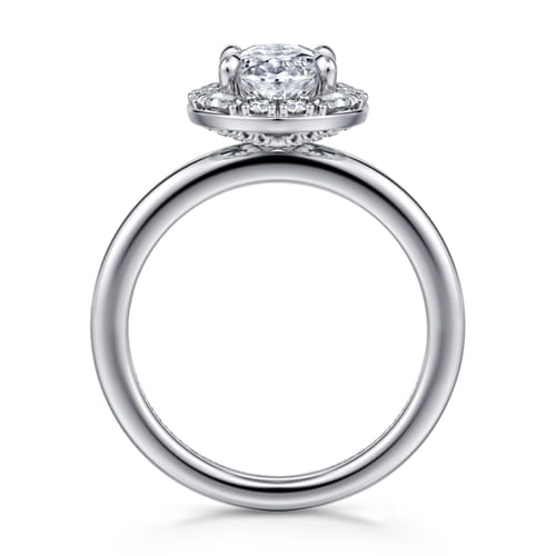 14K White Gold Halo Oval Diamond Engagement Ring