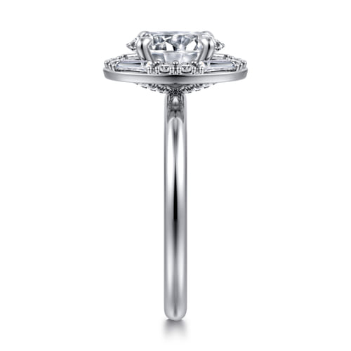 14K White Gold Halo Oval Diamond Engagement Ring