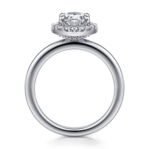 14K White Gold Halo Pear Shape Diamond Engagement Ring