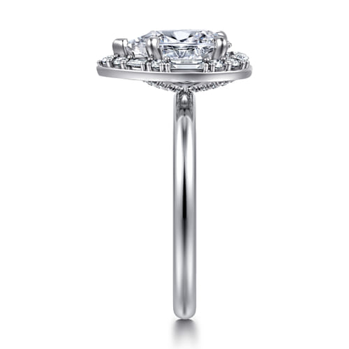 14K White Gold Halo Pear Shape Diamond Engagement Ring