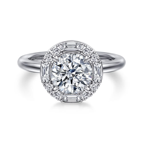 14K White Gold Halo Round Diamond Engagement Ring