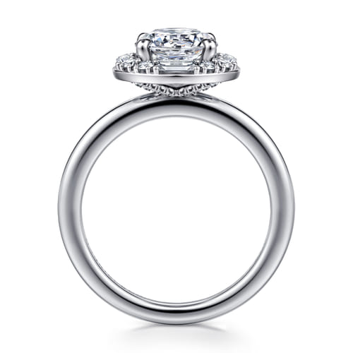 14K White Gold Halo Round Diamond Engagement Ring