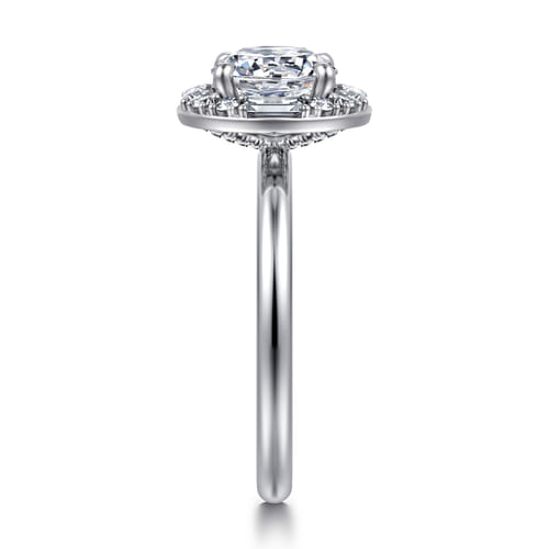 14K White Gold Halo Round Diamond Engagement Ring
