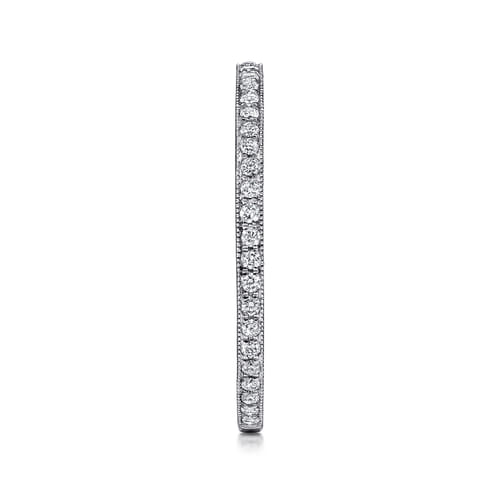 14K White Gold Hand Carved Stackable Diamond Ring