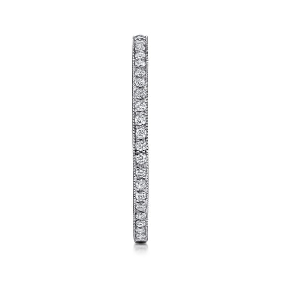 14K White Gold Hand Carved Stackable Diamond Ring angle 4