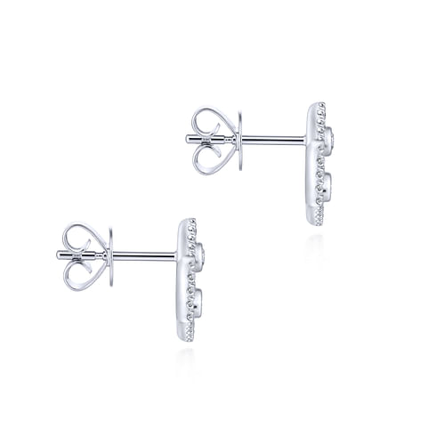 14K White Gold Hexagonal Open Diamond Stud Earrings