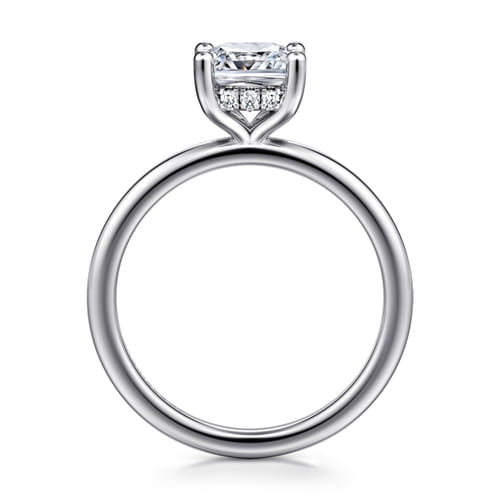 14K White Gold Hidden Halo Cushion Diamond Engagement Ring