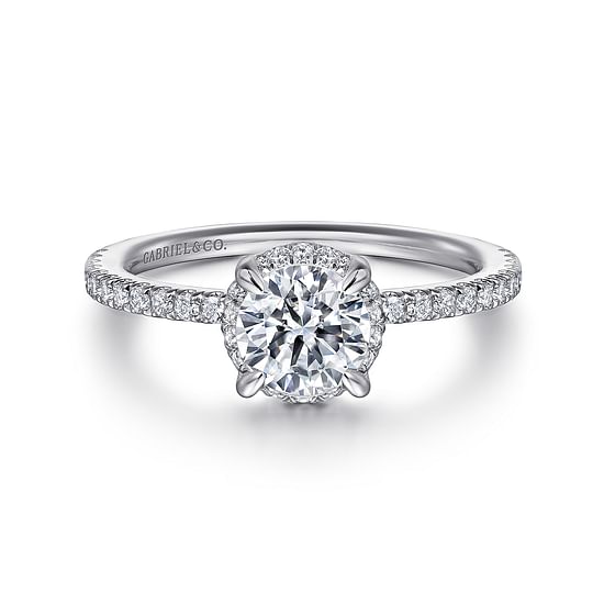Gabriel - 14K White Gold Hidden Halo Diamond Engagement Ring