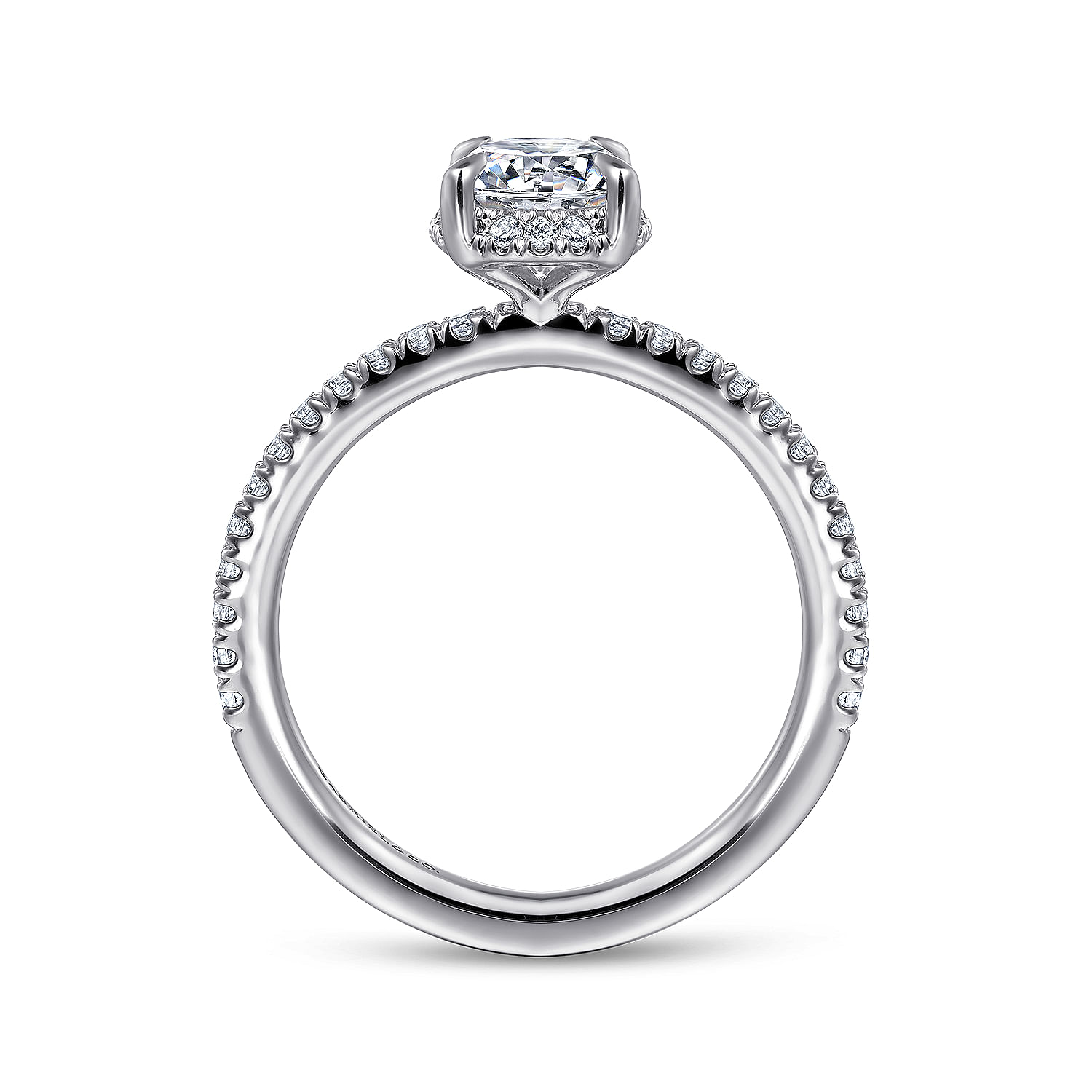 14K White Gold Hidden Halo Diamond Engagement Ring