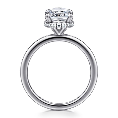 14K White Gold Hidden Halo Elongated Cushion Diamond Engagement Ring