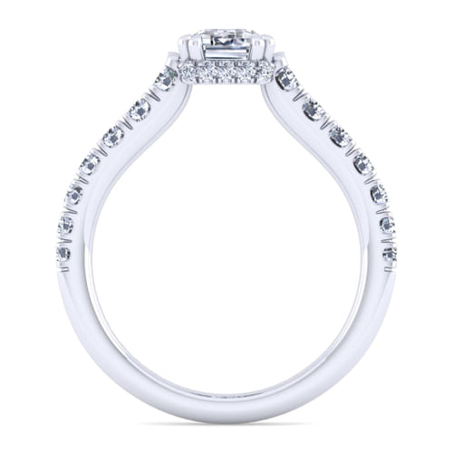 14K White Gold Hidden Halo Emerald Cut Diamond Engagement Ring