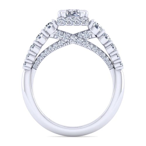 14K White Gold Hidden Halo Emerald Cut Diamond Engagement Ring 14K White Gold Hidden Halo Emerald Cut Diamond Engagement Ring