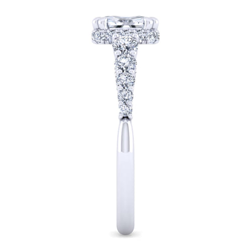 14K White Gold Hidden Halo Emerald Cut Diamond Engagement Ring 14K White Gold Hidden Halo Emerald Cut Diamond Engagement Ring