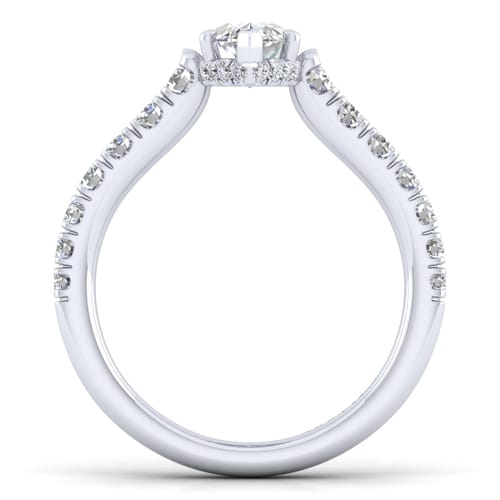 14K White Gold Hidden Halo Marquise Shape Diamond Engagement Ring