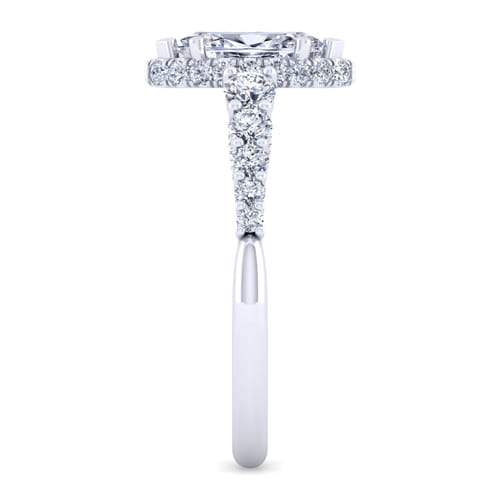 14K White Gold Hidden Halo Marquise Shape Diamond Engagement Ring