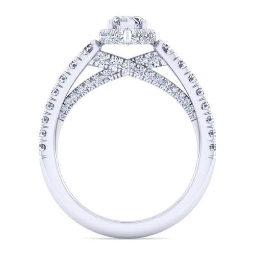 14K White Gold Hidden Halo Marquise Shape Diamond Engagement Ring