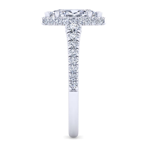 14K White Gold Hidden Halo Marquise Shape Diamond Engagement Ring