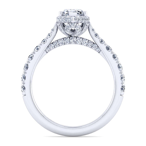 14K White Gold Hidden Halo Marquise Shape Diamond Engagement Ring