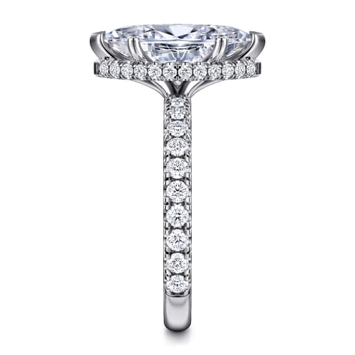 14K White Gold Hidden Halo Marquise Shape Diamond Engagement Ring